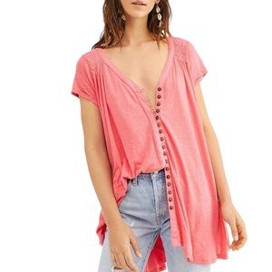 NWT Free People Highland linen-blend tee/tunic XS